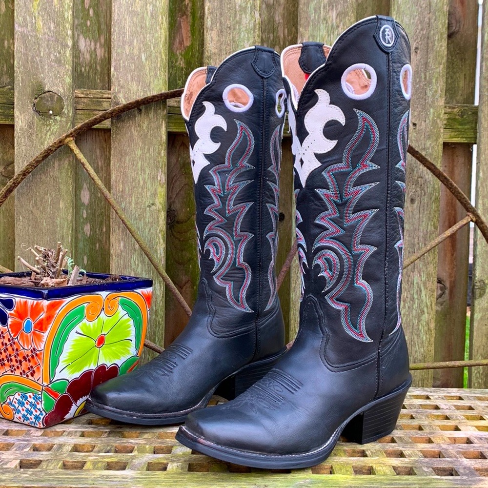 TONY LAMA Buckaroo 3R Tall Knee High Cowgirl Cowboy Western Boots, 9.5 10 - Picture 4 of 10